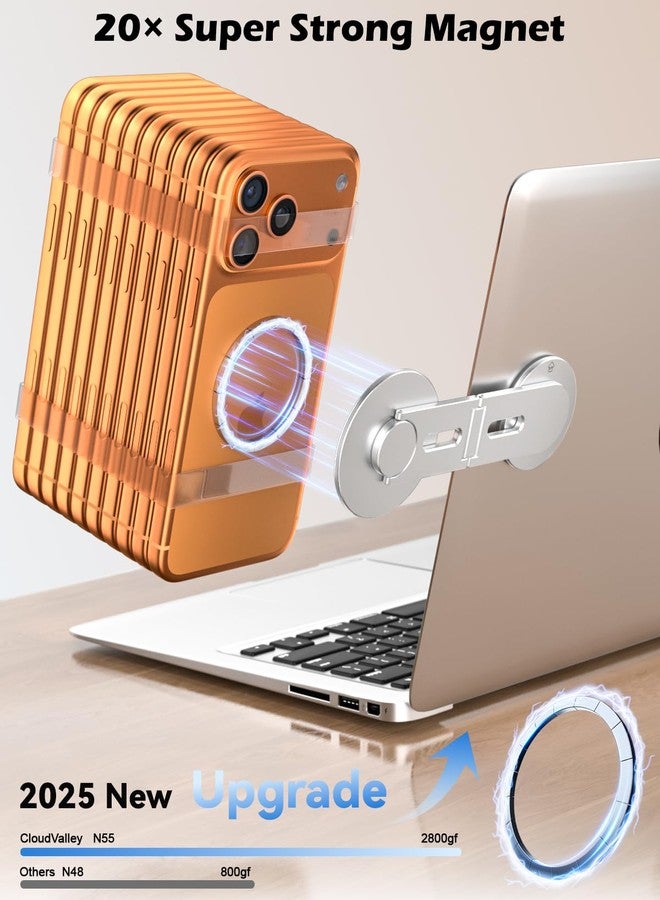 كلاود فالي حامل مغناطيسي للهواتف وأجهزة الكمبيوتر المحمولة من كلاود فالي، حامل قابل للطي ومخفي محمول لأجهزة آيفون 17/16/15/14/13 وجميع الهواتف، مشبك جانبي للشاشة، متوافق مع أجهزة الكمبيوتر المحمولة والمكتبية وسيارات تسلا موديل 3/Y، فضي - Image 3