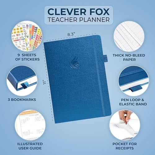 Clever Fox Teacher Planner – School Year Planner with Calendars & Lesson Plans – Book for Classroom & Homeschool Organization, A4 (Mystic Blue) - Image 2