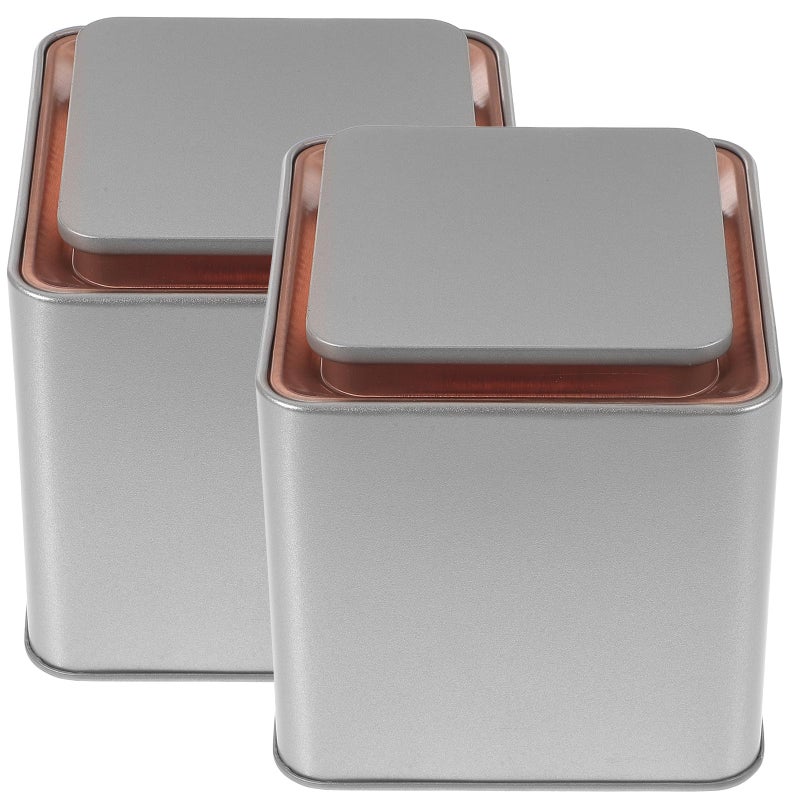 Tinplate Tea And Coffee Canisters Airtight Storage Jars With Lids Set Of 2 - Image 2