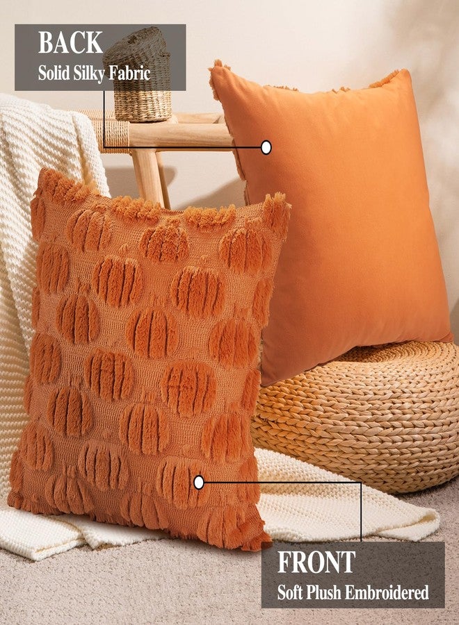 Finphoon Fall Pillow Covers 18x18 Set of 2, Harvest Pumpkin Pillow Covers, Autumn Throw Pillows for Thanksgiving Couch Bed Living Room Decor - Image 4