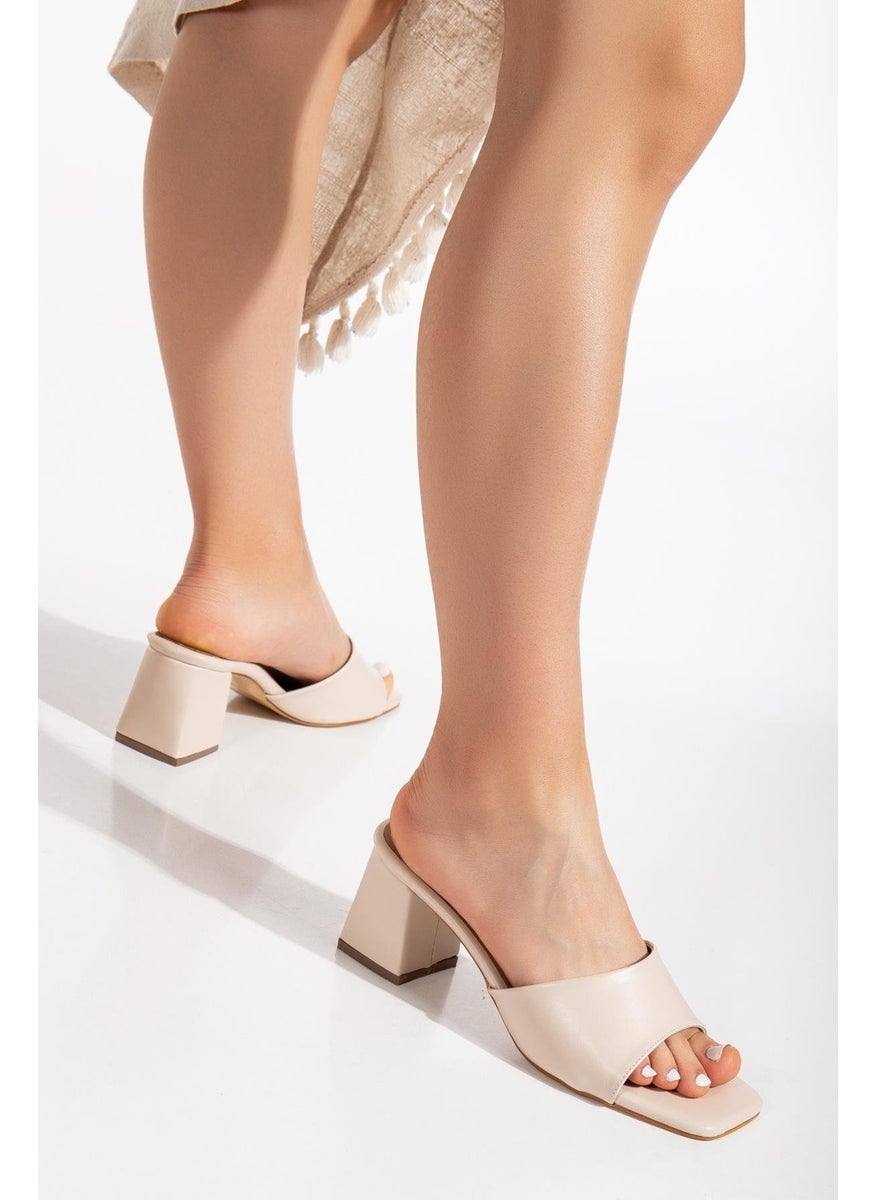 Dilimler Ayakkabı - Slices Shoes Straw and Flat Tekband Ten Women's Heeled Slippers - Image 1