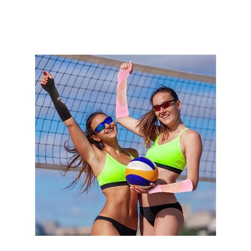 SOLARAE 3 Pairs Volleyball Arm Sleeves Passing Hitting Forearm Sleeves with Protection Pad and Thumb Hole Volleyball Training Gear for Women Girls - Image 5