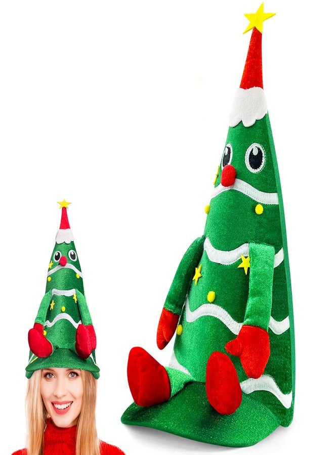 DANCELF Christmas Funny Tree Hat, Novelty Santa Hats,Xmas Holiday Cap for Adults,Cute Christmas Tree Topper, Unisex, Velvet,Christmas Theme Costume, Winter Party Favors - Image 1