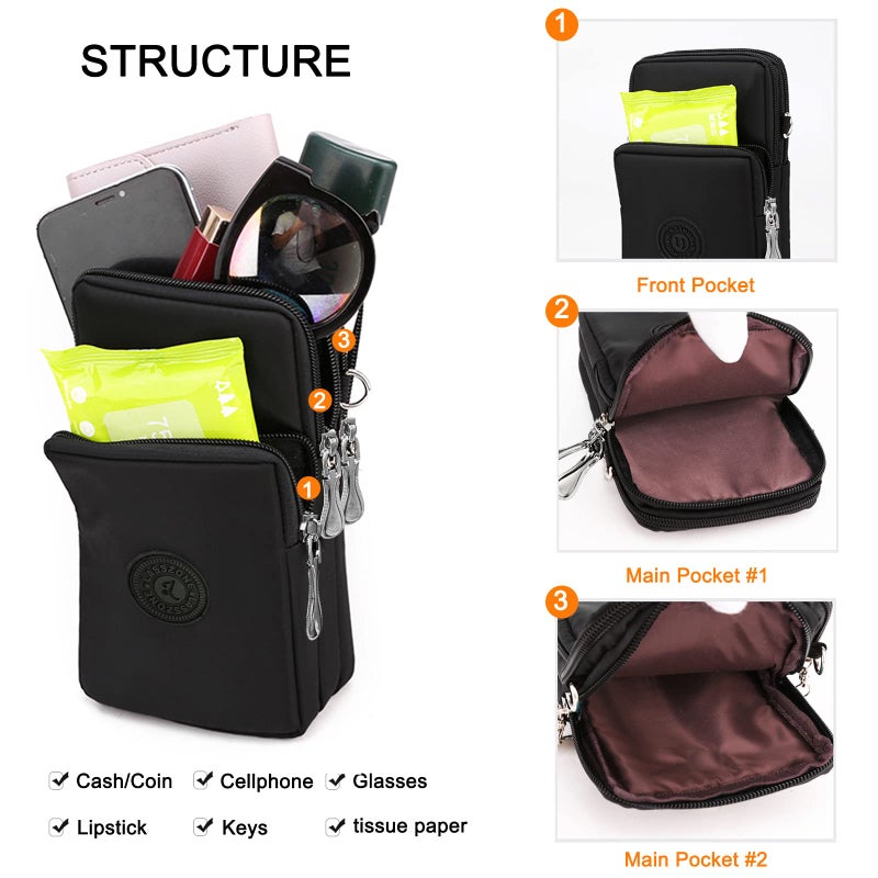 WITERY Small Crossbody Bags for Women - Waterproof Crossboby Purses Mini Shoulder Bag with Adjustable Strap, Nylon Arm Bag Cell Phone Purse Pouch for Travel - Image 3