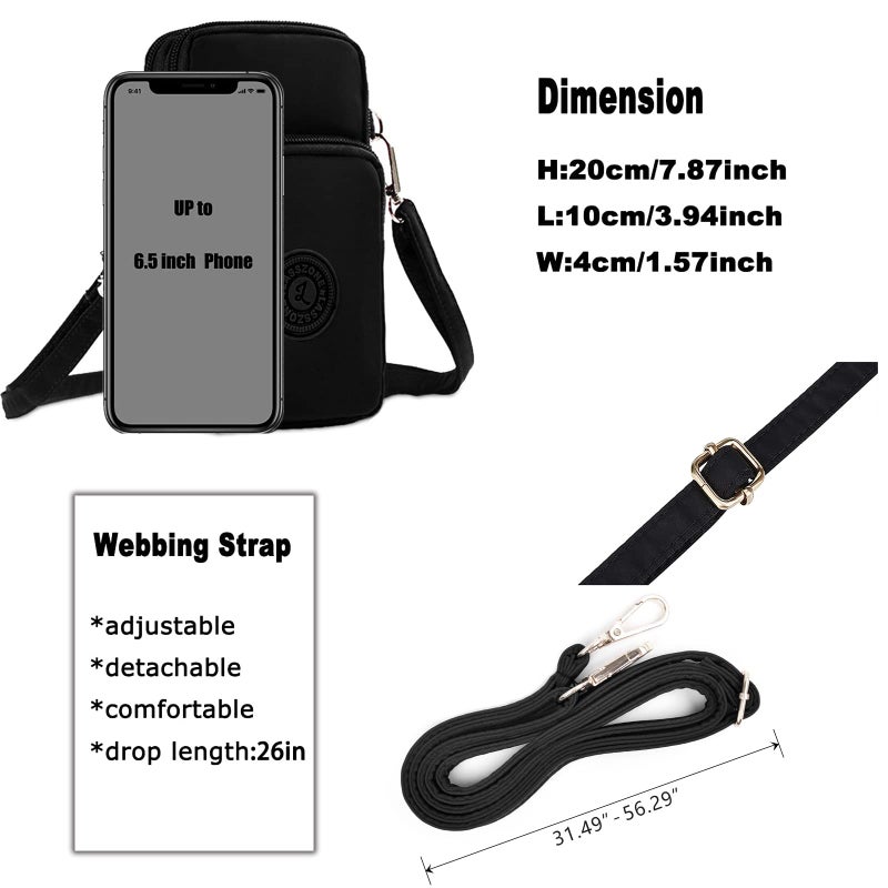 WITERY Small Crossbody Bags for Women - Waterproof Crossboby Purses Mini Shoulder Bag with Adjustable Strap, Nylon Arm Bag Cell Phone Purse Pouch for Travel - Image 2