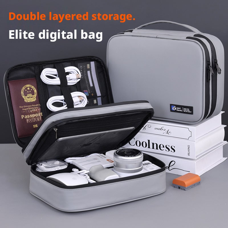 Waterproof Double-Layer Large Capacity Cable Organizer Pouch for Electronics - Image 2