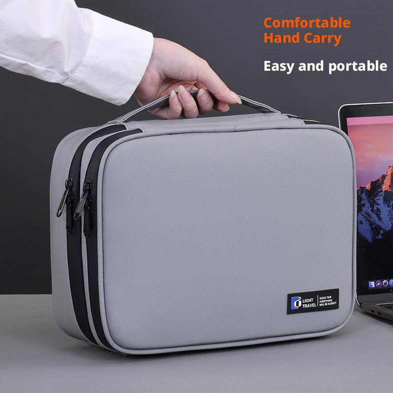 Waterproof Double-Layer Large Capacity Cable Organizer Pouch for Electronics - Image 4