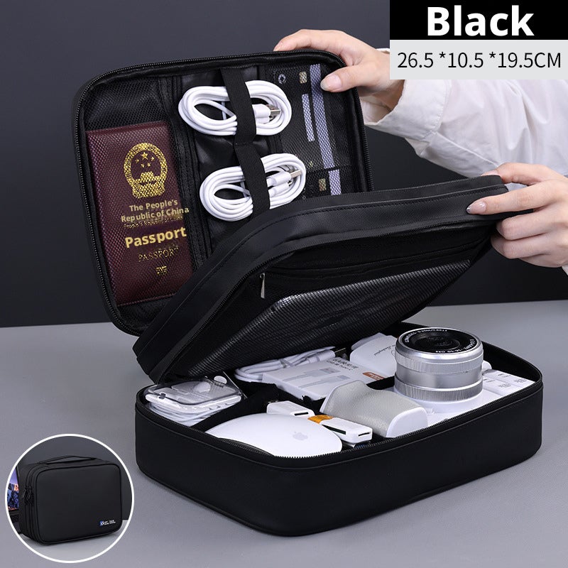 Waterproof Double-Layer Large Capacity Cable Organizer Pouch for Electronics - Image 1