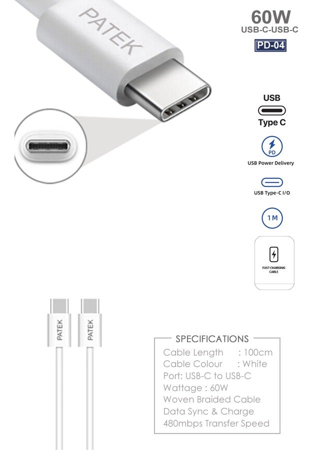 بديك كابل باتيك يو اس بي سي إلى يو اس بي سي للحصول على شهادة آمنة 60 وات يو اس بي إلى يو اس بي كابل نوع سي شحن سريع كابل شاحن الحبل - Image 3
