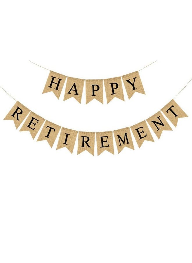 Funcart Funcart Jute Design Happy Retirement Banner Retirement Party Bunting Garland Decoration Supply  - Image 1