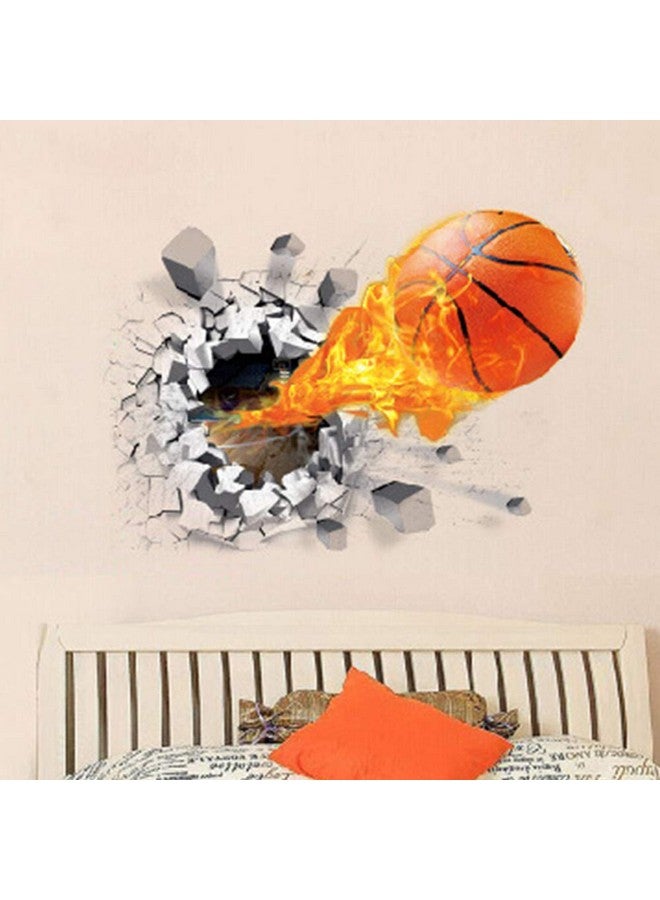Supzone 3D Basketball Wall Sticker - Self-Adhesive Breakthrough Fireball Decor, Vinyl Removable Flying Basketball Art for Kids Bedroom Playroom Mural - Image 4
