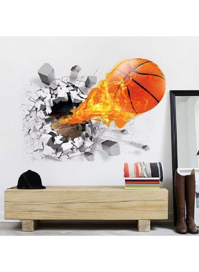 Supzone 3D Basketball Wall Sticker - Self-Adhesive Breakthrough Fireball Decor, Vinyl Removable Flying Basketball Art for Kids Bedroom Playroom Mural - Image 5