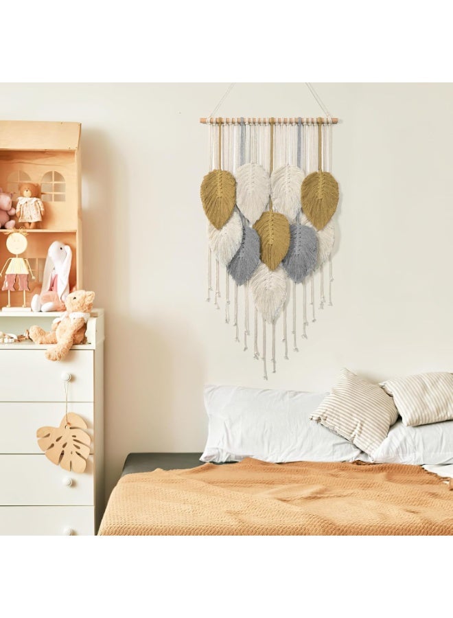 Antikiano Handmade Macrame Leaf Wall Hanging Featuring Soft Sand and Cloud-Inspired Tones for a Calm and Balanced Decorative Display – 40 ×60 CM - Image 5