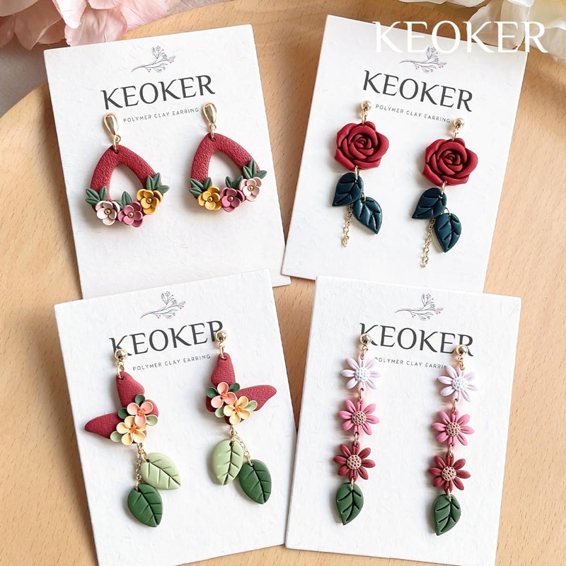 KEOKER Spring Polymer Clay Cutters: 14 Shapes, Floral & Leaf Designs for Polymer Clay Jewelry - Image 5