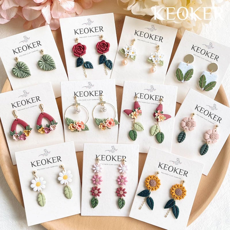 KEOKER Spring Polymer Clay Cutters: 14 Shapes, Floral & Leaf Designs for Polymer Clay Jewelry - Image 2
