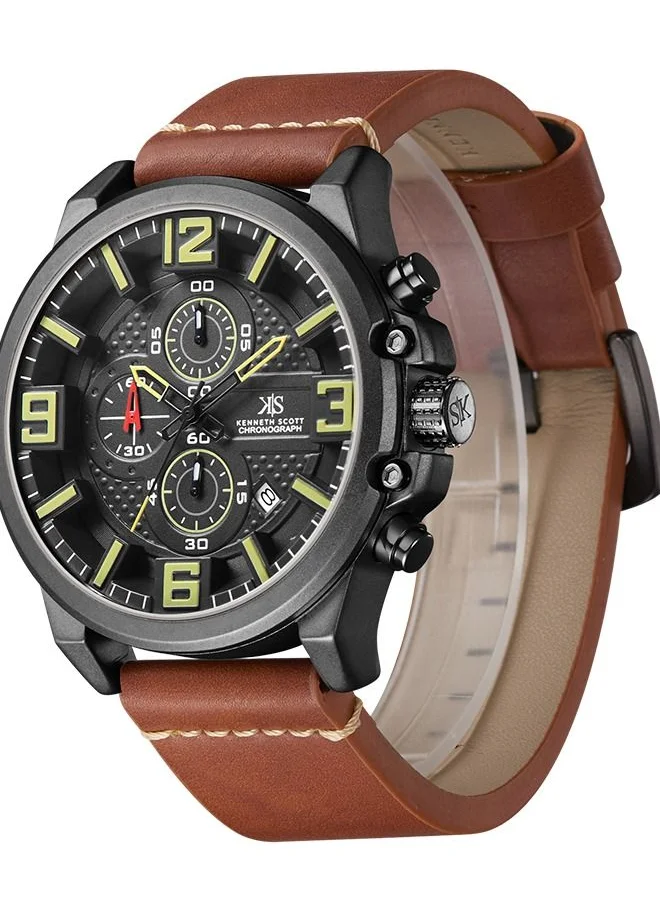 KENNETH SCOTT Kenneth Scott Men's Black Dial Chronograph Watch - K22108-BLEB
