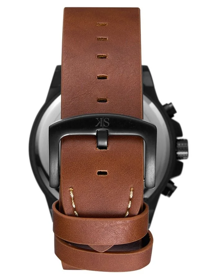 KENNETH SCOTT Men's Leather Chronograph Watch K22108-BLEB - 48x55 mm