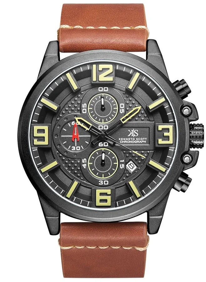 KENNETH SCOTT Kenneth Scott Men's Black Dial Chronograph Watch - K22108-BLEB