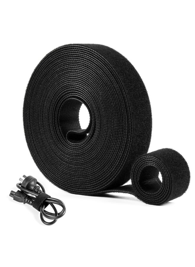 Reusable Cable Ties (2 Rolls) – 5m x 1.2cm Each – Heavy Duty Double-Sided Hook and Loop for Cord Management – Black - Image 1