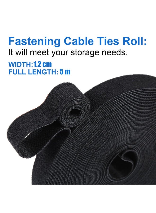 Reusable Cable Ties (2 Rolls) – 5m x 1.2cm Each – Heavy Duty Double-Sided Hook and Loop for Cord Management – Black - Image 2
