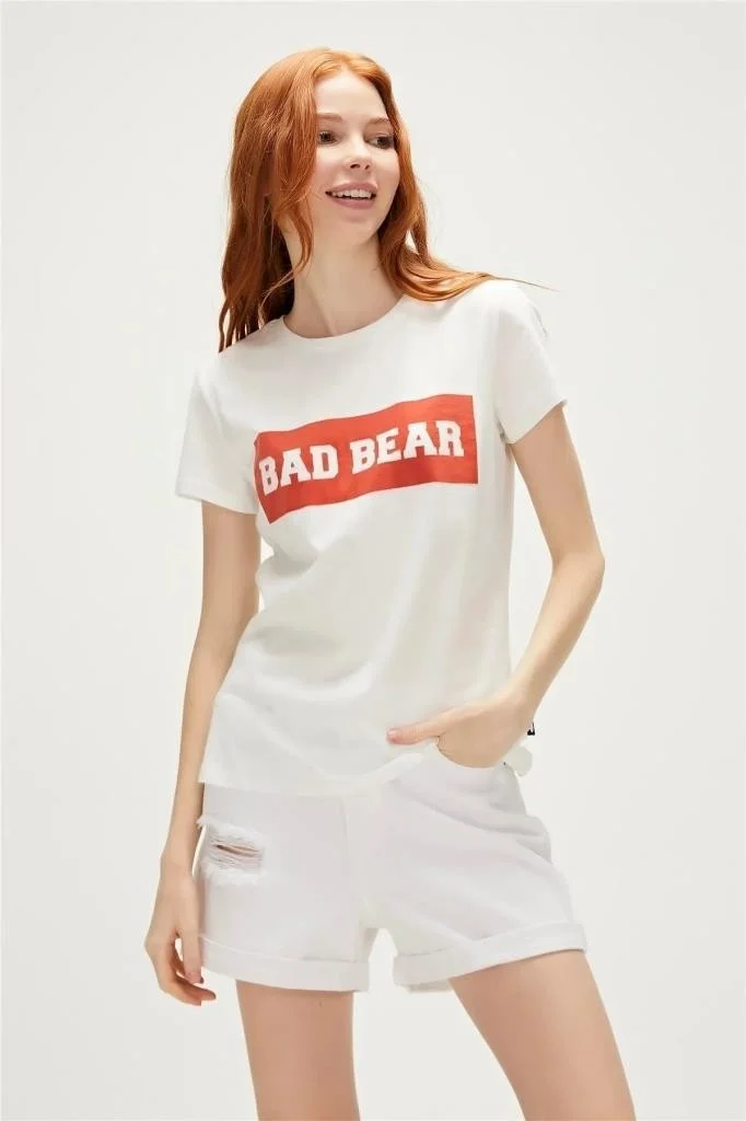 باد بير Badbear Alıana Women's T-Shirt Candy White