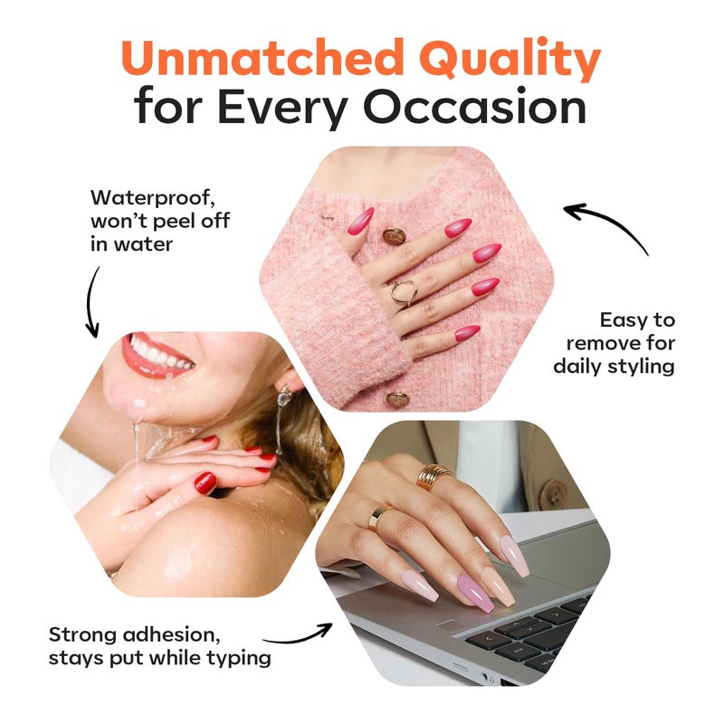 modelones Nail Adhesive Tabs 240pcs - UV Jelly Nail Glue Stickers for Press on Waterproof Breathable Double Sided Sticky Tabs Need Curing 10 Sheet 12 Sizes - Image 5