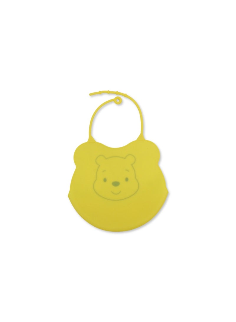 La Frutta Silicone Baby Bib with Pocket – Yellow with Pooh Print - Image 2