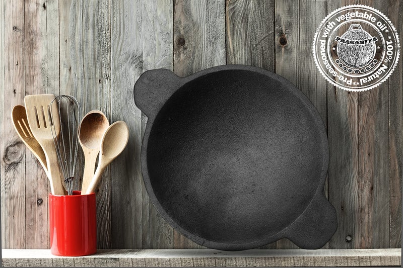 PRAGANIYA Cast Iron Appachatti/Appam Pan 100% Pure & Toxin-Free Small (Pre-Seasoned) (8 INCH) - Image 5