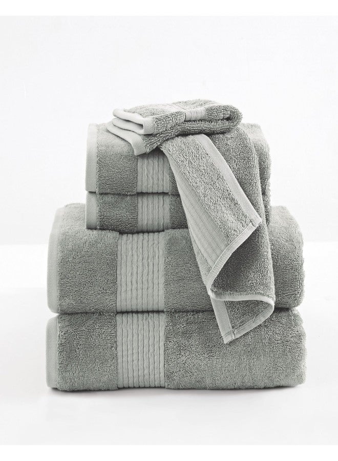 Brooklyn Loom Cotton TENCEL™ Sage Green Cotton 6-Piece 6 Piece Set Towel, Solid Themed, for Men and Women, OEKO-TEX Certified Confidence - Image 2