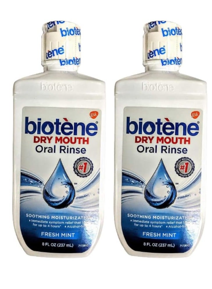 Biotene Dry Mouth Oral Rinse, Fresh Mint 8 oz (Pack of 2) - Image 1