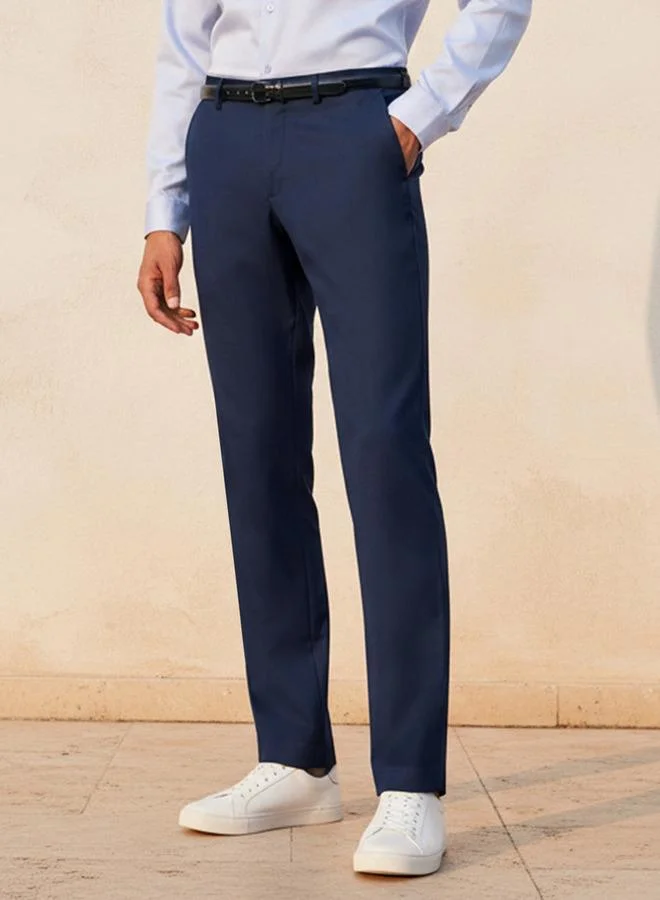 سبلاش فيڤ Men Slim Fit Belted Formal Trousers