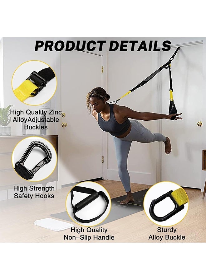 MVAQKLM مجموعة تدريب التعليق، مدرب مقاومة لكامل الجسم لجميع المستويات، للاستخدام الداخلي والخارجي، أحزمة تدريب قابلة للتعديل، يدعم حتى 500 كجم، معدات رياضية منزلية متكاملة - Image 3