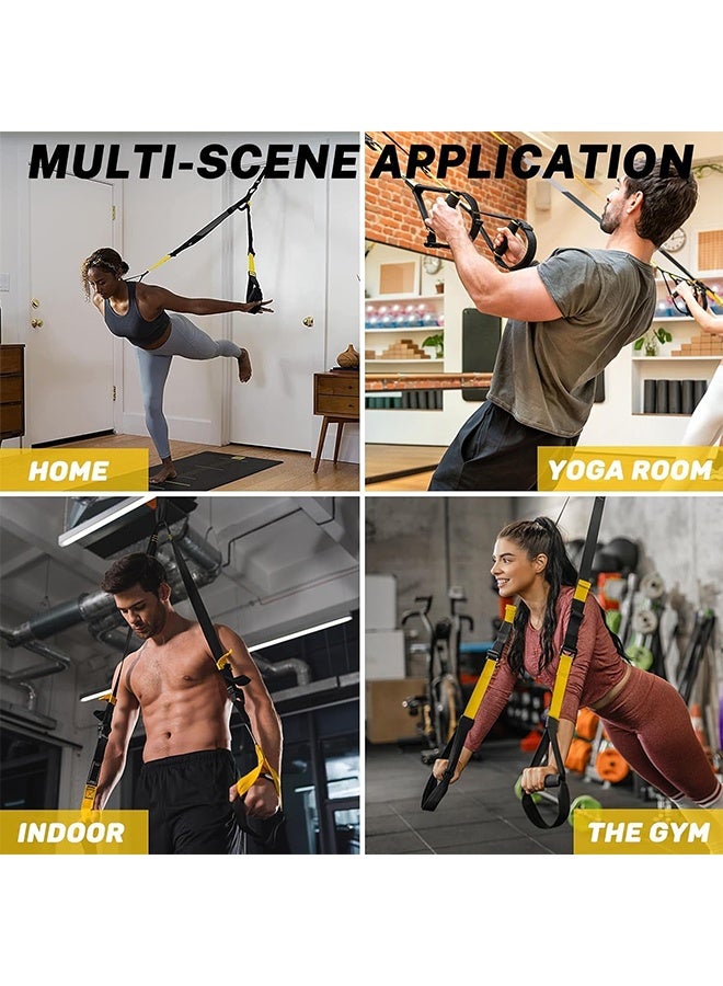 MVAQKLM مجموعة تدريب التعليق، مدرب مقاومة لكامل الجسم لجميع المستويات، للاستخدام الداخلي والخارجي، أحزمة تدريب قابلة للتعديل، يدعم حتى 500 كجم، معدات رياضية منزلية متكاملة - Image 4