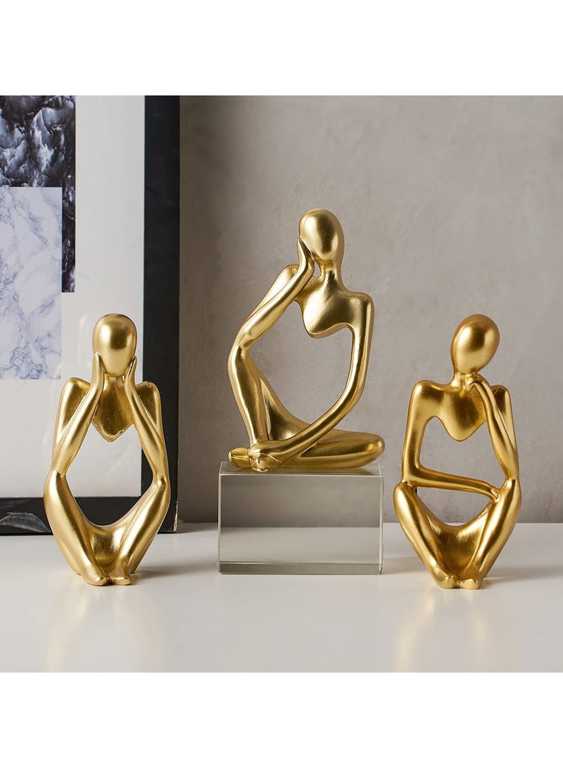 FARSH Gold Decor Thinker Statue Abstract Art Sculpture, Set of 3, Gold - Image 2