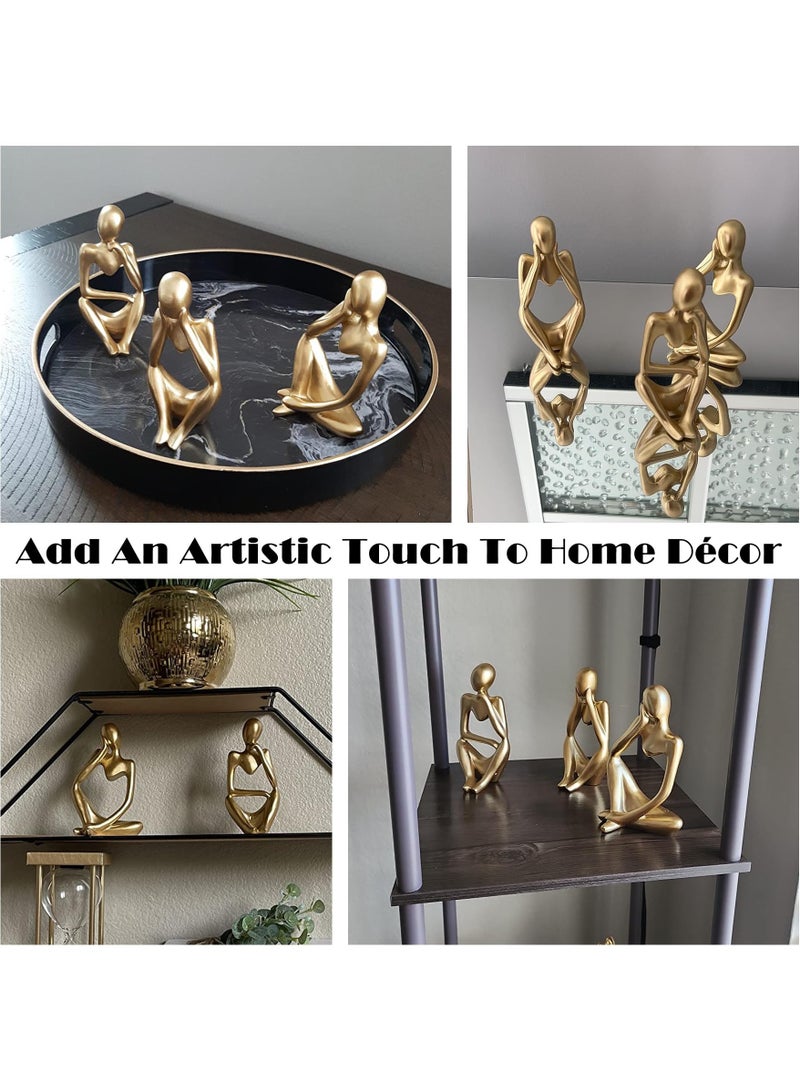 FARSH Gold Decor Thinker Statue Abstract Art Sculpture, Set of 3, Gold - Image 3