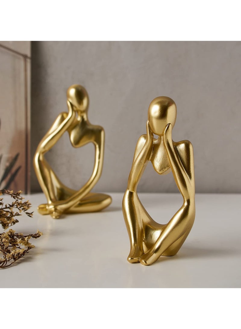 FARSH Gold Decor Thinker Statue Abstract Art Sculpture, Set of 3, Gold - Image 5