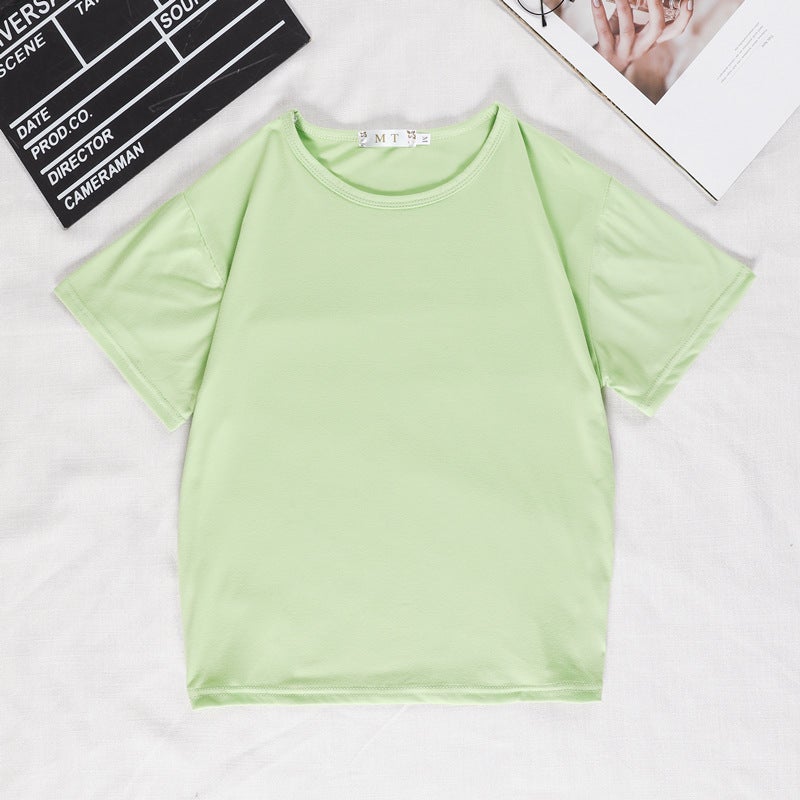 2020 Plus Size Women'S Fat Mm K-Style New Candy Pure Color Loose Casual Slim Top Short-Sleeved T-Shirt Half-Sleeved - Image 1