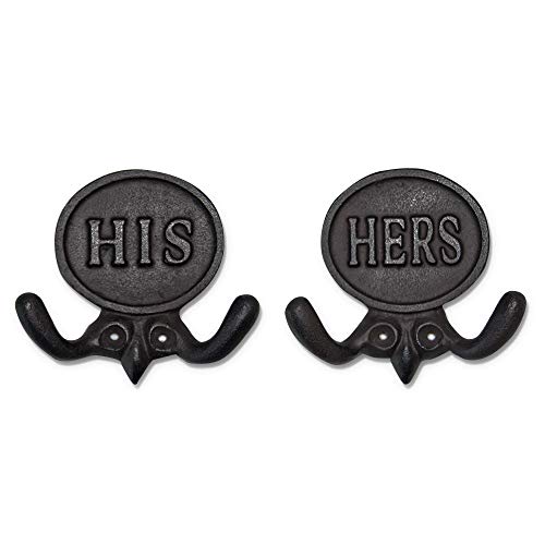 Wallcharmers Set of 2 His and Hers Towel Hooks for Bathrooms, Mr & Mrs. Farmhouse and Rustic Bathroom Hooks for Towels, Bronze - Image 1