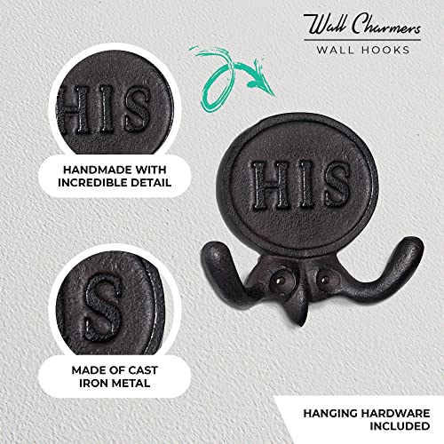 Wallcharmers Set of 2 His and Hers Towel Hooks for Bathrooms, Mr & Mrs. Farmhouse and Rustic Bathroom Hooks for Towels, Bronze - Image 4