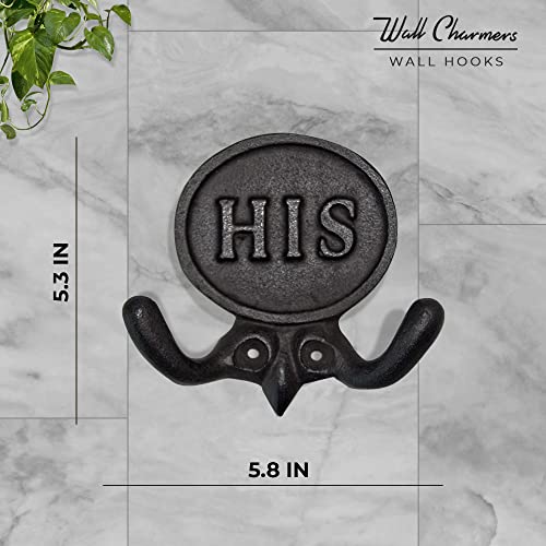 Wallcharmers Set of 2 His and Hers Towel Hooks for Bathrooms, Mr & Mrs. Farmhouse and Rustic Bathroom Hooks for Towels, Bronze - Image 3