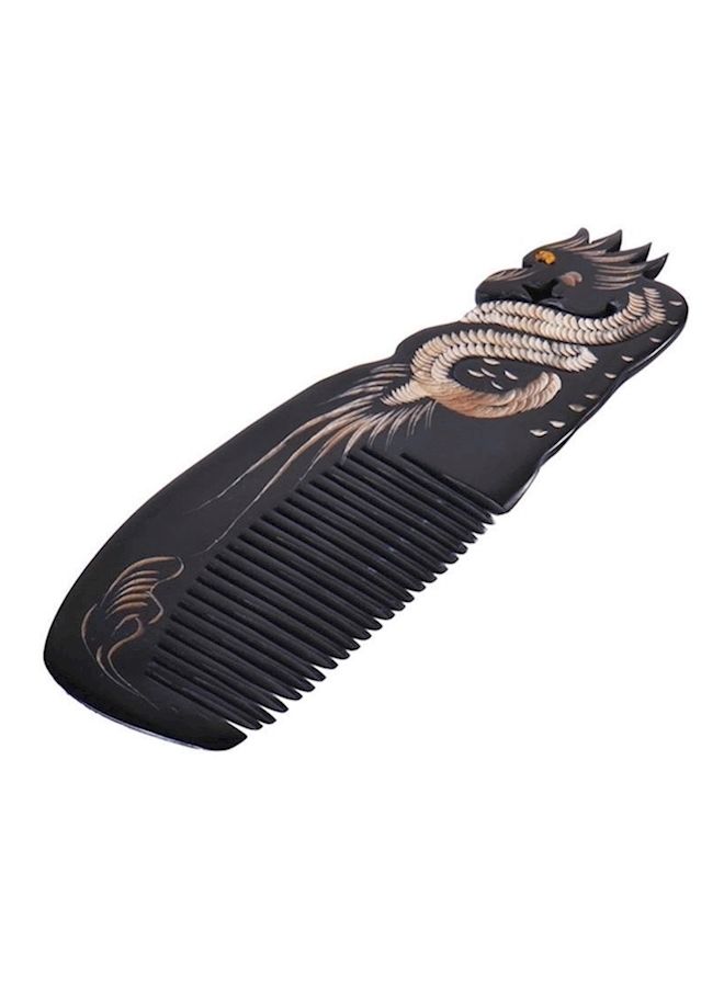 NIBEMINENT Carved Dragon Shaped Comb Black/Beige - Image 1