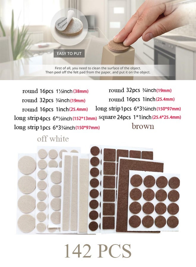 142 Pcs Felt Chair Leg Pads, Chair Leg Floor Protectors, Felt Pads for Chair Legs Furniture - Image 2