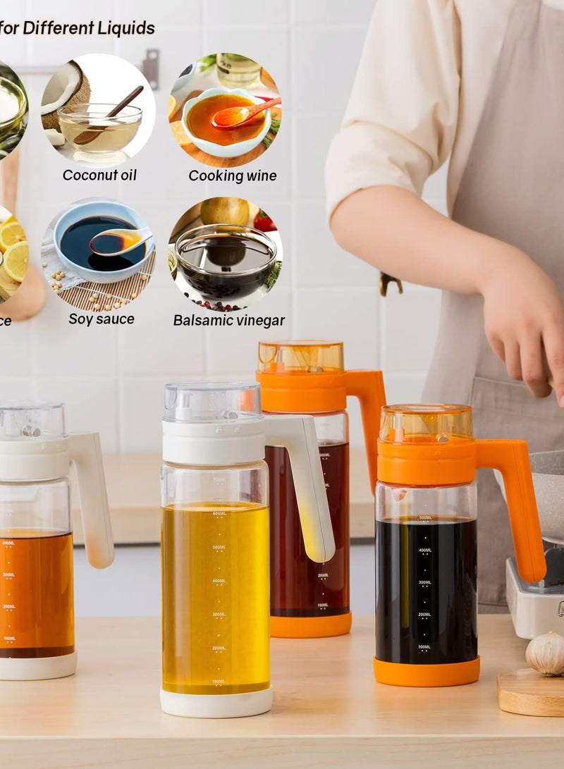 Cobest Olive Oil and Vinegar Dispenser Bottle,2.8cups White Large Olive Oil Holder with Easy Grip Handle,Borosilicate Glass No Drip Oil Bottles for Kitchen - Image 5