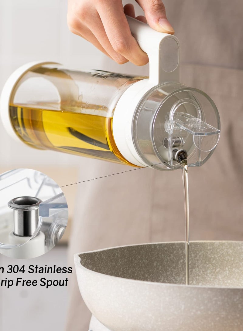 Cobest Olive Oil and Vinegar Dispenser Bottle,2.8cups White Large Olive Oil Holder with Easy Grip Handle,Borosilicate Glass No Drip Oil Bottles for Kitchen - Image 3