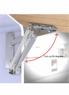 Excefore 80 Degree Cabinet Door Hinge, 2PCS Lift Up Flap Top Door Hinges  Hydraulic Hinges Cabinet Hinge Folding Sofa Bed Spring Hinges for Kitchen Wardrobe Cupboard Cabinet Pneumatic Stop Support Max 10 kg  - Image 5
