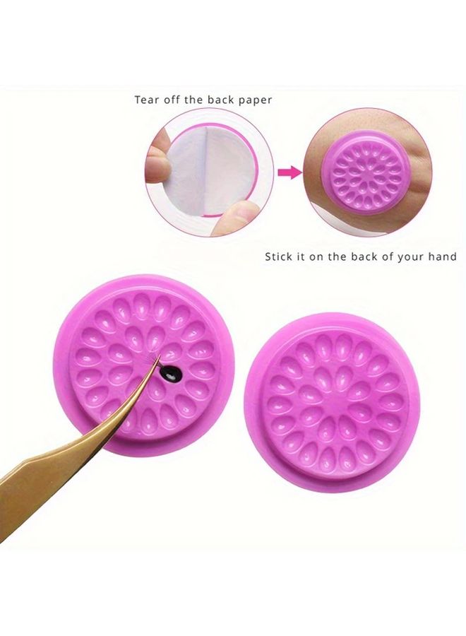 Random Color 4pcs Eyelash Glue Tray with Grafting Eyelash Curler Base Plate and PVC Gasket - Image 3