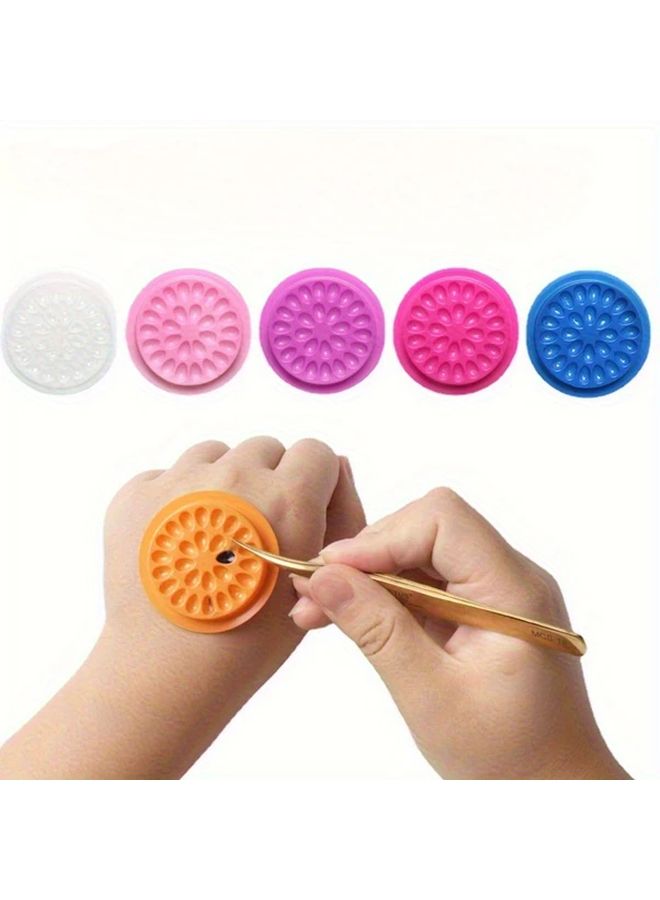 Random Color 4pcs Eyelash Glue Tray with Grafting Eyelash Curler Base Plate and PVC Gasket - Image 2