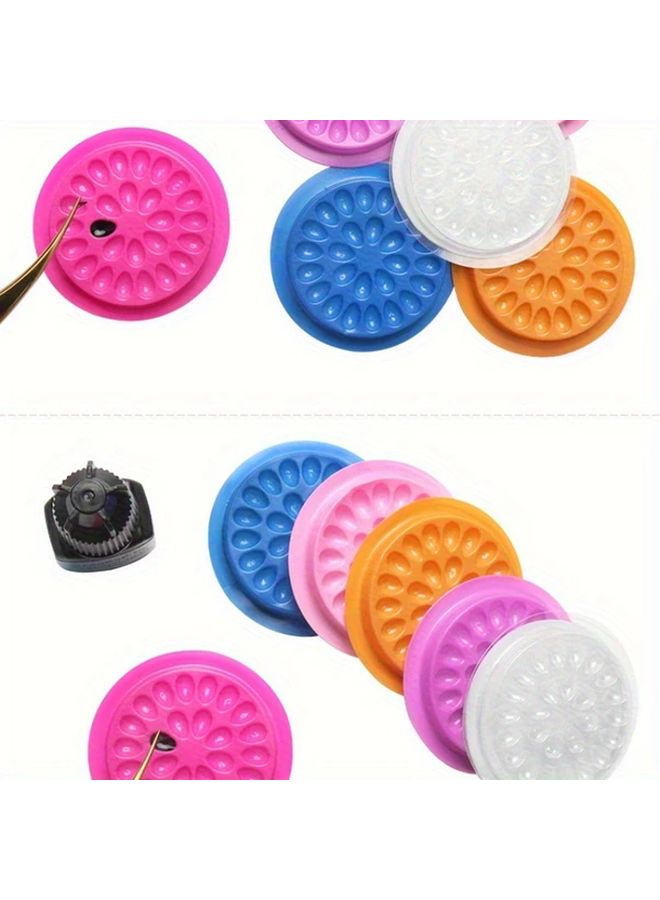 Random Color 4pcs Eyelash Glue Tray with Grafting Eyelash Curler Base Plate and PVC Gasket - Image 1