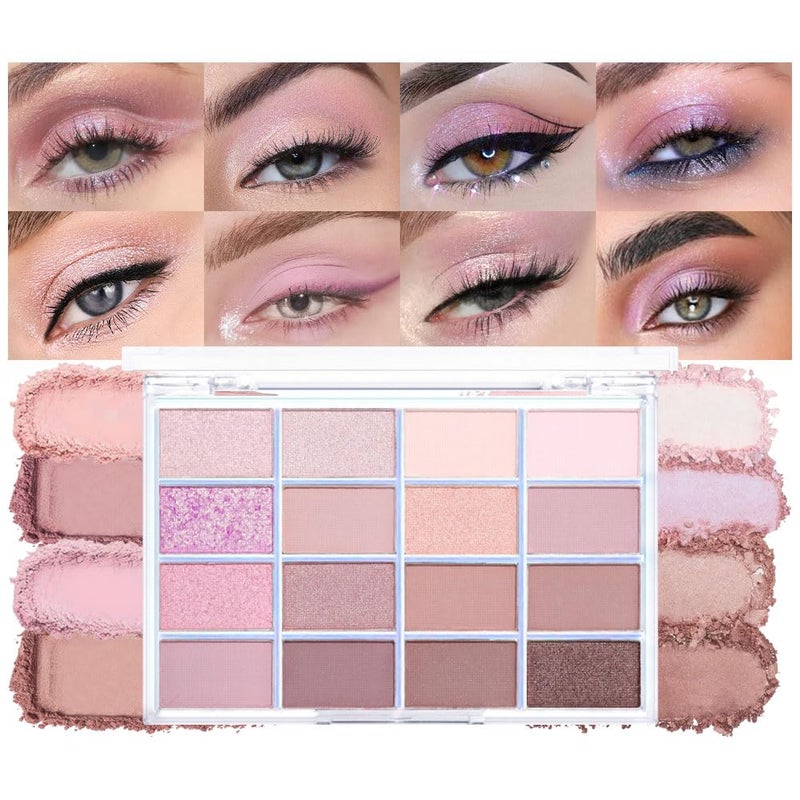 CAKAILA 16Colors Light Purple Pink Brown Nude Basics Matte Eyeshadow Palette,Eye Shadow Travel Makeup Palette all in one Long Lasting Waterproof,Great for Travel Gift Kit - Image 1