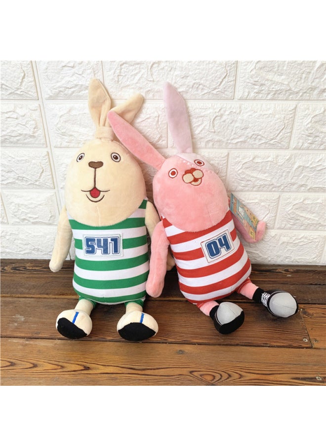 Jailbreak Rabbit Escape Rabbit Animated Plush Toy Prisoner Rabbit Couple Prison Rabbit Doll Doll Ragdoll-Color:Red Stripe-Height:Whole Body -45cm